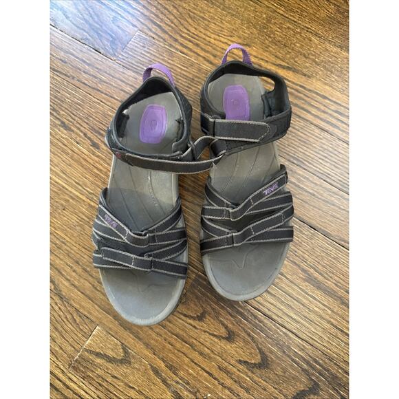 TEVA Tirra Sandals Size 9 Black Grey Purple Hiking Outdoor Walking - Picture 1 of 6